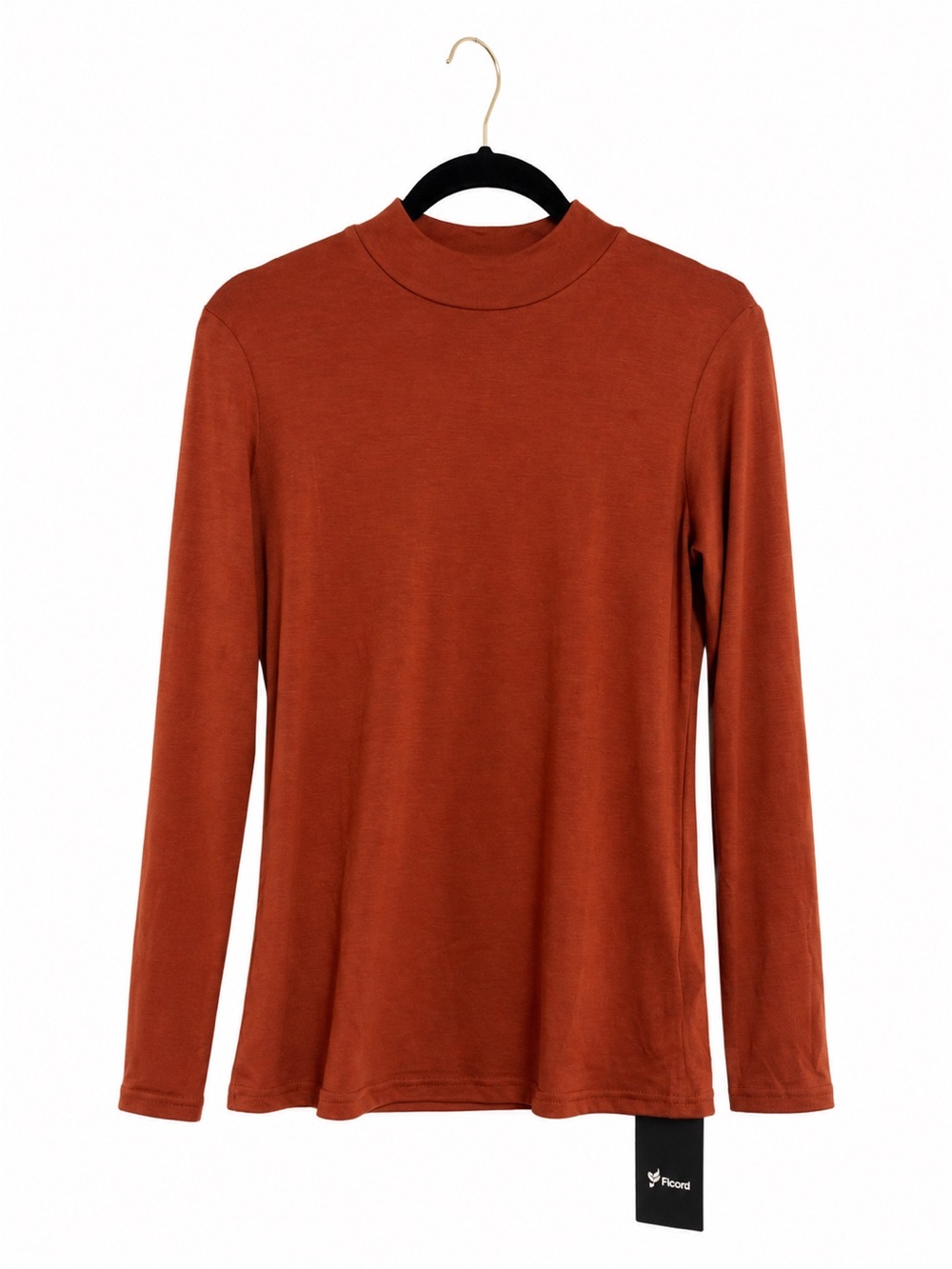 Mock Neck Long Sleeve Tee in Rust